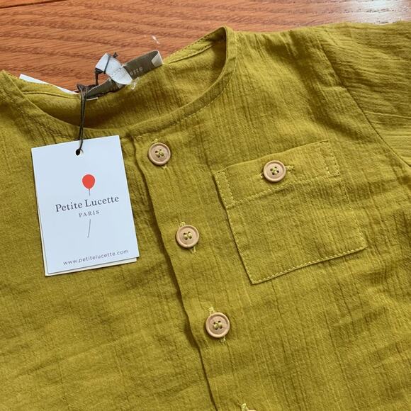 Petite Lucette Achille shirt in yellow, size 12 month, NWT - Picture 4 of 8